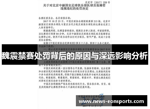 魏震禁赛处罚背后的原因与深远影响分析